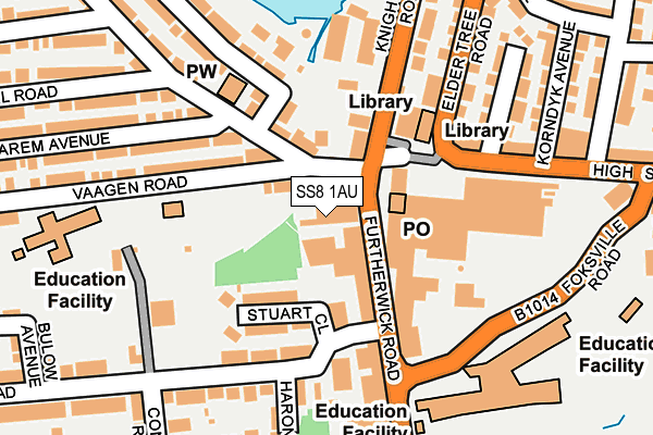 SS8 1AU map - OS OpenMap – Local (Ordnance Survey) SS8 1AU map - OS OpenMap – Local (Ordnance Survey)