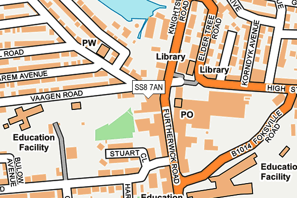 SS8 7AN map - OS OpenMap – Local (Ordnance Survey) SS8 7AN map - OS OpenMap – Local (Ordnance Survey)