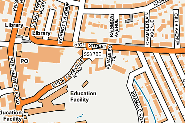 SS8 7BE map - OS OpenMap – Local (Ordnance Survey) SS8 7BE map - OS OpenMap – Local (Ordnance Survey)