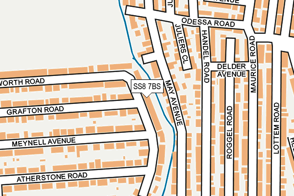 SS8 7BS map - OS OpenMap – Local (Ordnance Survey) SS8 7BS map - OS OpenMap – Local (Ordnance Survey)