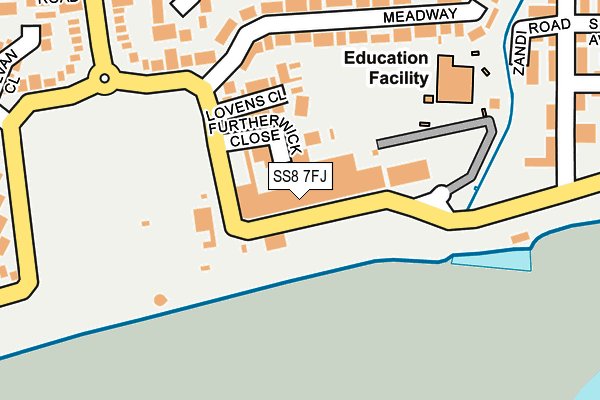 SS8 7FJ map - OS OpenMap – Local (Ordnance Survey) SS8 7FJ map - OS OpenMap – Local (Ordnance Survey)