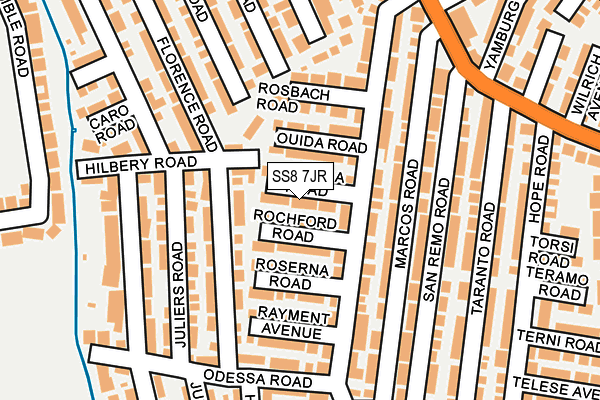 SS8 7JR map - OS OpenMap – Local (Ordnance Survey) SS8 7JR map - OS OpenMap – Local (Ordnance Survey)