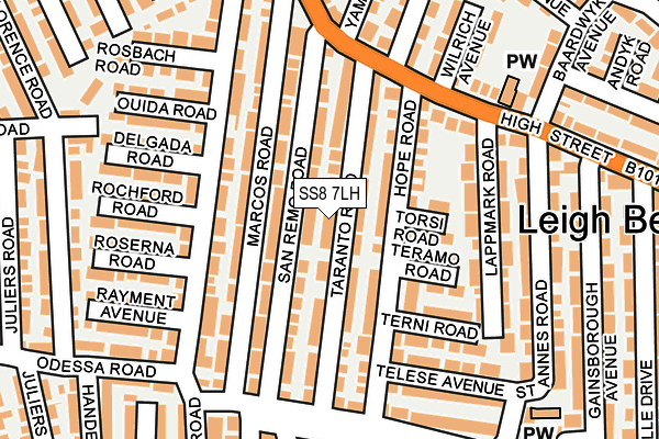 SS8 7LH map - OS OpenMap – Local (Ordnance Survey) SS8 7LH map - OS OpenMap – Local (Ordnance Survey)