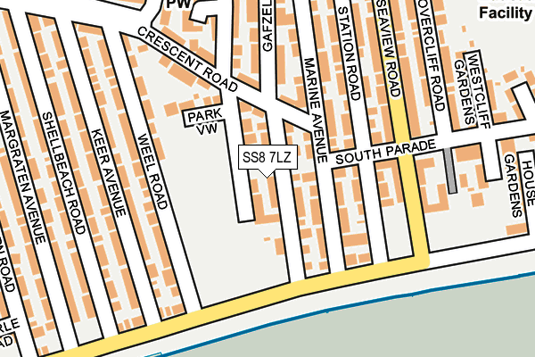SS8 7LZ map - OS OpenMap – Local (Ordnance Survey) SS8 7LZ map - OS OpenMap – Local (Ordnance Survey)