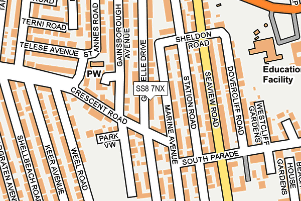 SS8 7NX map - OS OpenMap – Local (Ordnance Survey) SS8 7NX map - OS OpenMap – Local (Ordnance Survey)