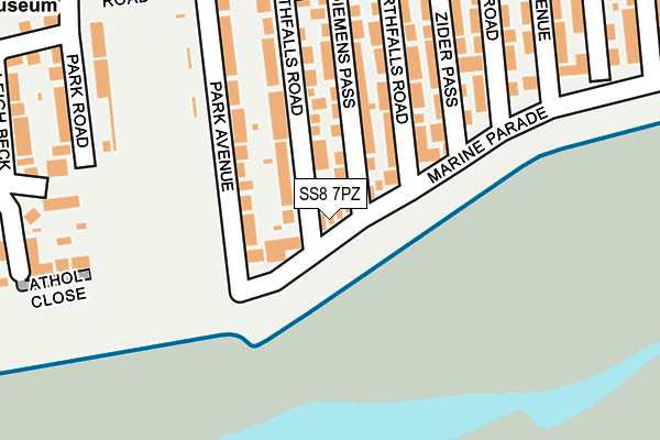 SS8 7PZ map - OS OpenMap – Local (Ordnance Survey) SS8 7PZ map - OS OpenMap – Local (Ordnance Survey)
