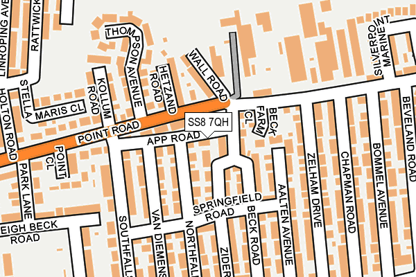 SS8 7QH map - OS OpenMap – Local (Ordnance Survey) SS8 7QH map - OS OpenMap – Local (Ordnance Survey)