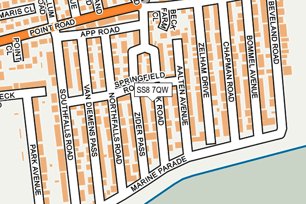 SS8 7QW map - OS OpenMap – Local (Ordnance Survey)