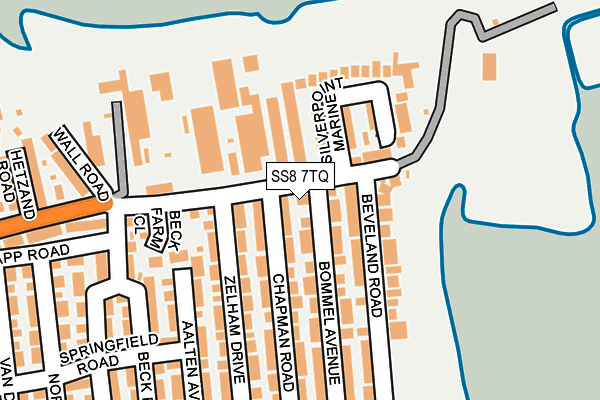 SS8 7TQ map - OS OpenMap – Local (Ordnance Survey)