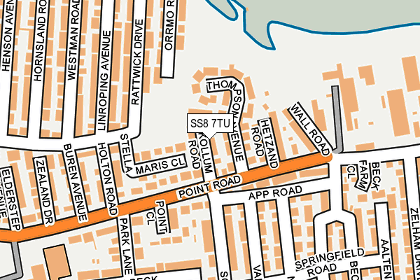 SS8 7TU map - OS OpenMap – Local (Ordnance Survey) SS8 7TU map - OS OpenMap – Local (Ordnance Survey)