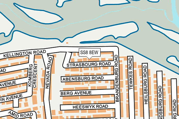 SS8 8EW map - OS OpenMap – Local (Ordnance Survey) SS8 8EW map - OS OpenMap – Local (Ordnance Survey)