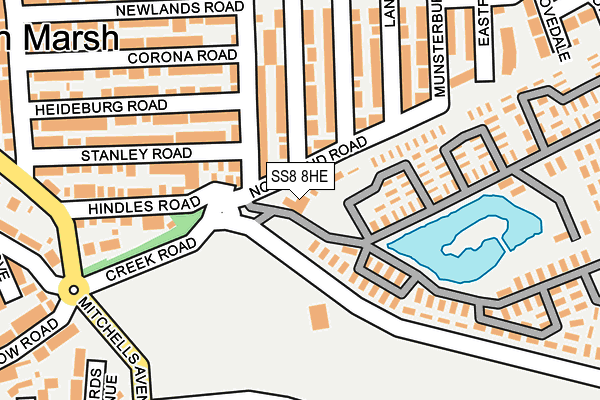 SS8 8HE map - OS OpenMap – Local (Ordnance Survey) SS8 8HE map - OS OpenMap – Local (Ordnance Survey)
