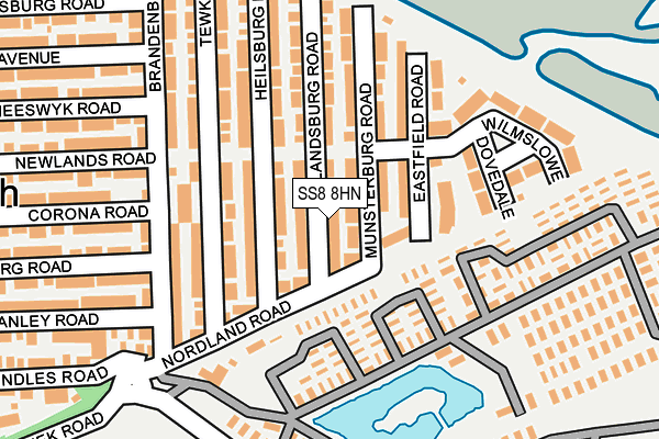 SS8 8HN map - OS OpenMap – Local (Ordnance Survey) SS8 8HN map - OS OpenMap – Local (Ordnance Survey)