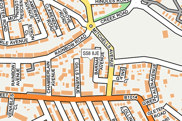 SS8 8JE map - OS OpenMap – Local (Ordnance Survey) SS8 8JE map - OS OpenMap – Local (Ordnance Survey)