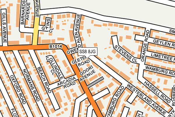 SS8 8JG map - OS OpenMap – Local (Ordnance Survey) SS8 8JG map - OS OpenMap – Local (Ordnance Survey)