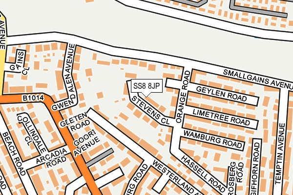 SS8 8JP map - OS OpenMap – Local (Ordnance Survey) SS8 8JP map - OS OpenMap – Local (Ordnance Survey)