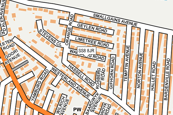 SS8 8JR map - OS OpenMap – Local (Ordnance Survey) SS8 8JR map - OS OpenMap – Local (Ordnance Survey)