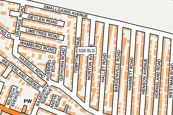 SS8 8LG map - OS OpenMap – Local (Ordnance Survey) SS8 8LG map - OS OpenMap – Local (Ordnance Survey)