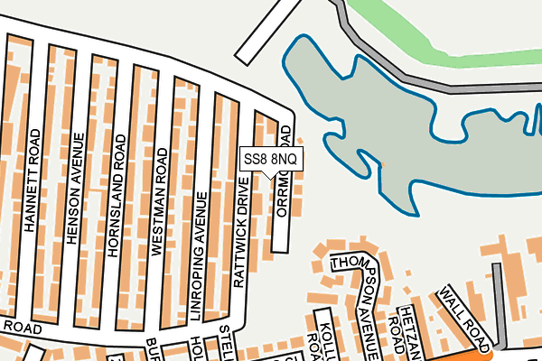 SS8 8NQ map - OS OpenMap – Local (Ordnance Survey) SS8 8NQ map - OS OpenMap – Local (Ordnance Survey)
