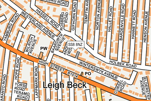 SS8 8NZ map - OS OpenMap – Local (Ordnance Survey) SS8 8NZ map - OS OpenMap – Local (Ordnance Survey)
