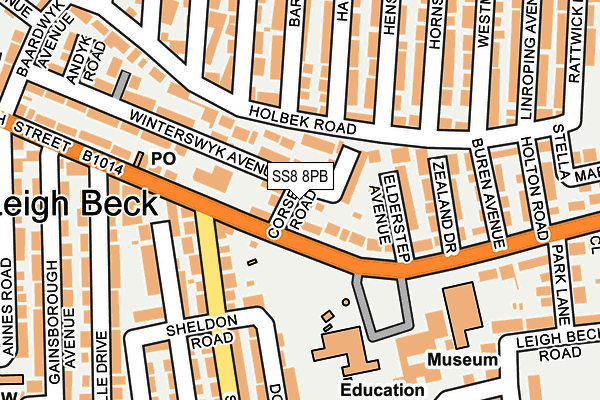 SS8 8PB map - OS OpenMap – Local (Ordnance Survey) SS8 8PB map - OS OpenMap – Local (Ordnance Survey)
