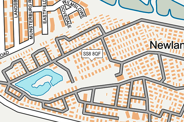 SS8 8QF map - OS OpenMap – Local (Ordnance Survey) SS8 8QF map - OS OpenMap – Local (Ordnance Survey)