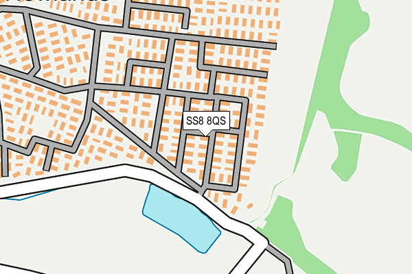 SS8 8QS map - OS OpenMap – Local (Ordnance Survey) SS8 8QS map - OS OpenMap – Local (Ordnance Survey)
