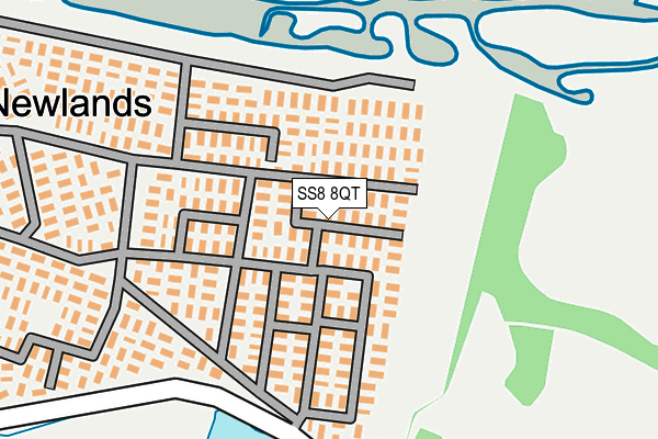 SS8 8QT map - OS OpenMap – Local (Ordnance Survey) SS8 8QT map - OS OpenMap – Local (Ordnance Survey)
