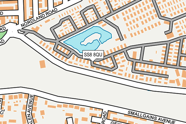 SS8 8QU map - OS OpenMap – Local (Ordnance Survey) SS8 8QU map - OS OpenMap – Local (Ordnance Survey)