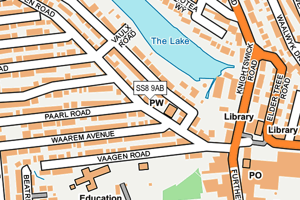 SS8 9AB map - OS OpenMap – Local (Ordnance Survey) SS8 9AB map - OS OpenMap – Local (Ordnance Survey)