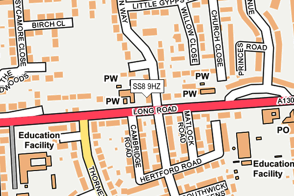SS8 9HZ map - OS OpenMap – Local (Ordnance Survey) SS8 9HZ map - OS OpenMap – Local (Ordnance Survey)