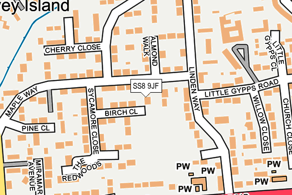 SS8 9JF map - OS OpenMap – Local (Ordnance Survey) SS8 9JF map - OS OpenMap – Local (Ordnance Survey)