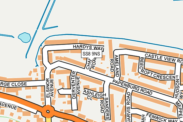 SS8 9NS map - OS OpenMap – Local (Ordnance Survey) SS8 9NS map - OS OpenMap – Local (Ordnance Survey)