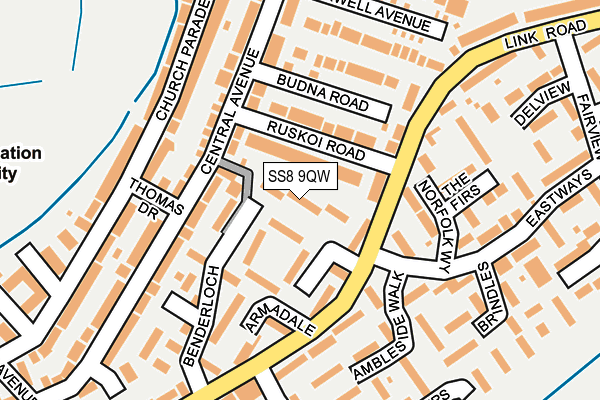 SS8 9QW map - OS OpenMap – Local (Ordnance Survey) SS8 9QW map - OS OpenMap – Local (Ordnance Survey)