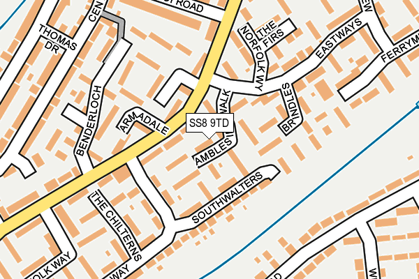 SS8 9TD map - OS OpenMap – Local (Ordnance Survey)
