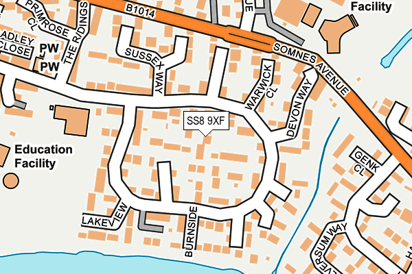 SS8 9XF map - OS OpenMap – Local (Ordnance Survey) SS8 9XF map - OS OpenMap – Local (Ordnance Survey)