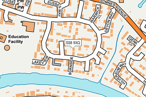 SS8 9XQ map - OS OpenMap – Local (Ordnance Survey) SS8 9XQ map - OS OpenMap – Local (Ordnance Survey)
