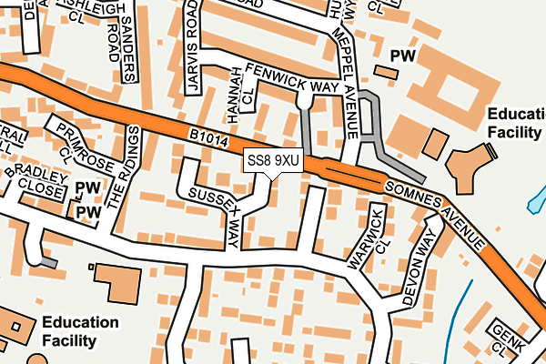 SS8 9XU map - OS OpenMap – Local (Ordnance Survey) SS8 9XU map - OS OpenMap – Local (Ordnance Survey)