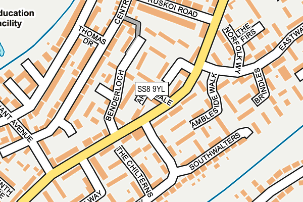 SS8 9YL map - OS OpenMap – Local (Ordnance Survey) SS8 9YL map - OS OpenMap – Local (Ordnance Survey)