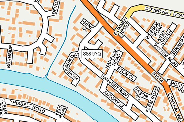 SS8 9YQ map - OS OpenMap – Local (Ordnance Survey) SS8 9YQ map - OS OpenMap – Local (Ordnance Survey)