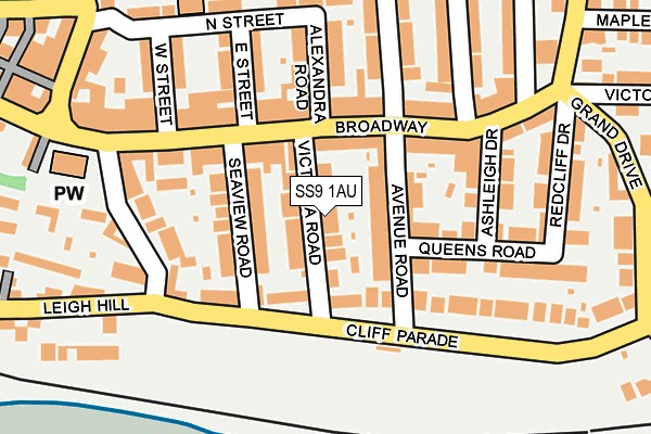 SS9 1AU map - OS OpenMap – Local (Ordnance Survey) SS9 1AU map - OS OpenMap – Local (Ordnance Survey)