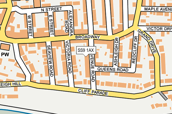 SS9 1AX map - OS OpenMap – Local (Ordnance Survey) SS9 1AX map - OS OpenMap – Local (Ordnance Survey)