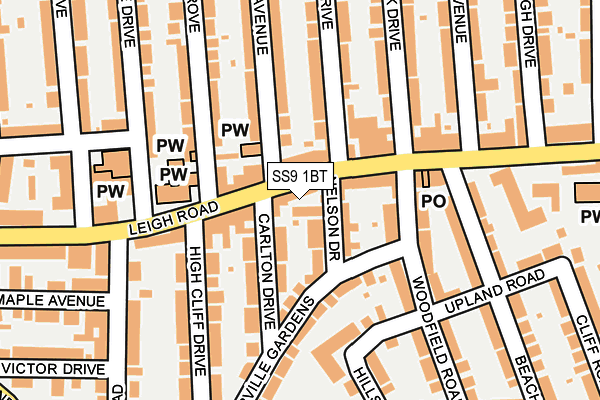 SS9 1BT map - OS OpenMap – Local (Ordnance Survey) SS9 1BT map - OS OpenMap – Local (Ordnance Survey)