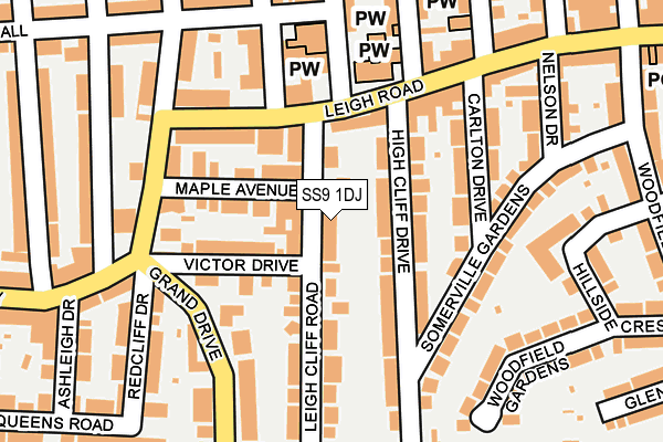 SS9 1DJ map - OS OpenMap – Local (Ordnance Survey) SS9 1DJ map - OS OpenMap – Local (Ordnance Survey)
