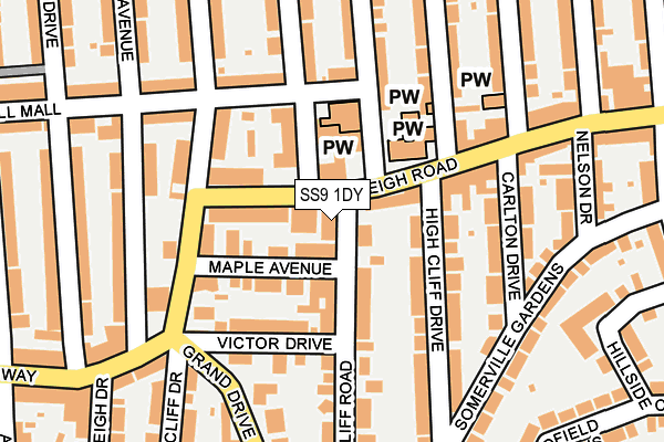 SS9 1DY map - OS OpenMap – Local (Ordnance Survey) SS9 1DY map - OS OpenMap – Local (Ordnance Survey)