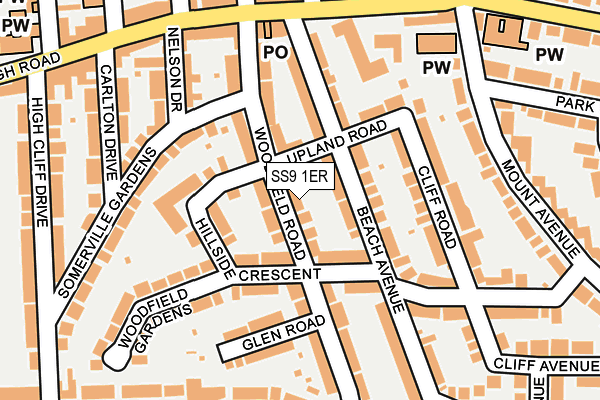 SS9 1ER map - OS OpenMap – Local (Ordnance Survey)