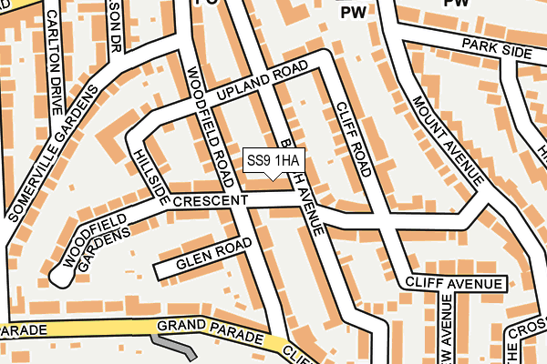SS9 1HA map - OS OpenMap – Local (Ordnance Survey) SS9 1HA map - OS OpenMap – Local (Ordnance Survey)