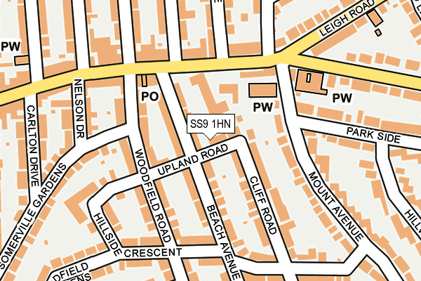 SS9 1HN map - OS OpenMap – Local (Ordnance Survey)