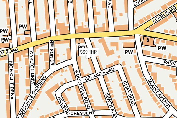 SS9 1HP map - OS OpenMap – Local (Ordnance Survey) SS9 1HP map - OS OpenMap – Local (Ordnance Survey)
