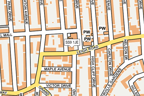 SS9 1JE map - OS OpenMap – Local (Ordnance Survey) SS9 1JE map - OS OpenMap – Local (Ordnance Survey)